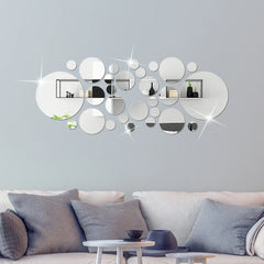 26pcs Round Acrylic Mirror Stickers | Self-Adhesive Wall Decor for Bathroom and Kitch alternate view