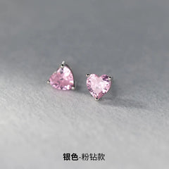 925 Sterling Silver Heart Zircon Piercing Stud Earrings Wedding Luxury Elegant Jewelry For Woman Who