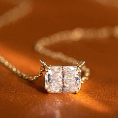 Huitan Temperament Geometric Crystal Cubic Zirconia Pendant Necklace for Women Weddin alternate view