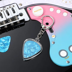 1pc Guitar Pick Holder Keychain - Heart-Shaped with Secure Lid, Durable Acrylic Guitar P detail view