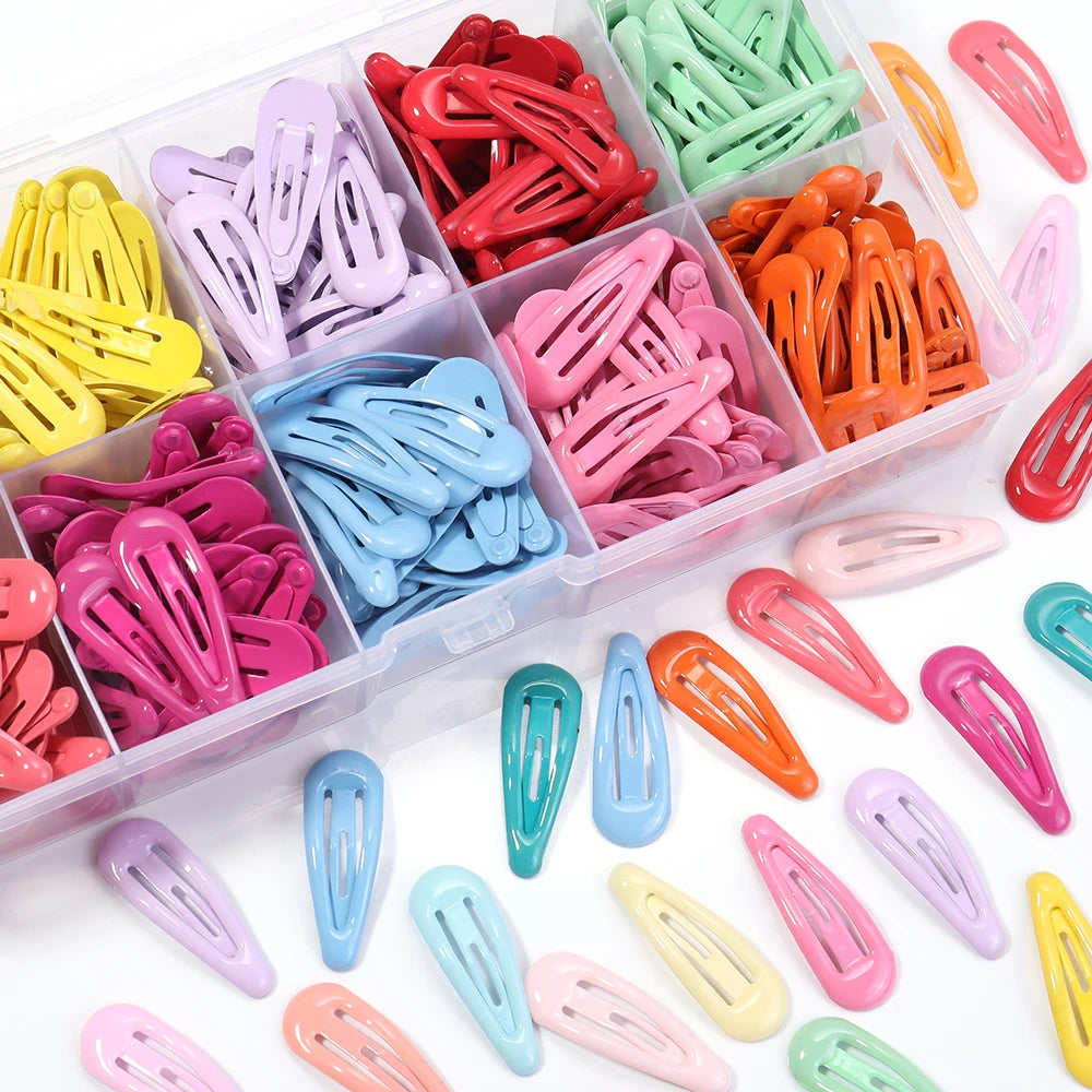 30pcs 3cm Colorful BB Hair Clips Girls Water Drop Shape Hairpin Cute Princess Barrette Simple Snap C
