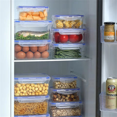 Sealed Storage Box with Lid | Rectangular Plastic Crisper for Kitchen and Refrigerator close-up view