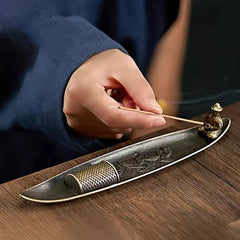 Fishing Old Man Boat Incense Burner | Metal Sandalwood Incense Holder for Home detail view