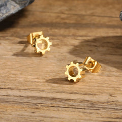 Gold Color Stud Earrings for Men Boys,Anti Allergy Stainless Steel Small Earrings,Hip close-up view