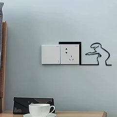Minimalist La Linea Switch Sticker | Cartoon Power Switch Decal for Home Decor close-up view