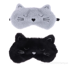 Solid Color Plush Sleep Mask for Naps | 3D Cute Blackout Eye Cover with Adjustable Strap
