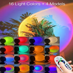 Sunset Projection Lamp with Remote | 16 Color LED Night Light close-up view