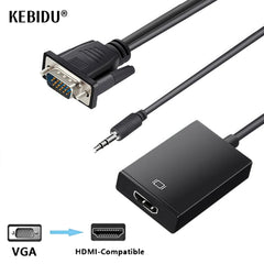 VGA to HDMI-Compatible Converter | Audio Video Adapter for Laptop PC TV Projector