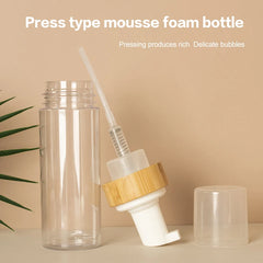 150ml Refillable Bamboo Foam Pump Bottle - Travel Size Empty Dispenser For Face Clean alternate view