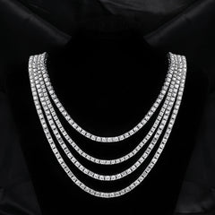 Hip Hop 5MM Tennis Chain Iced Out Bracelet Necklace Men Fashion Silver Color Tennis Je close-up view