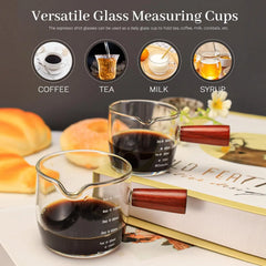 3 Oz Espresso Measuring Cup Shot Glasses Measuring Triple Pitcher Single Spout Glass C close-up view