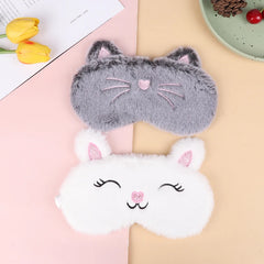 Plush Cat Eye Mask for Sleep | Soft Travel Blindfold detail view