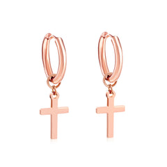 LUXUSTEEL Trendy Cross Women's Stainless Steel Hoop Earrings Colorful Metal Stud Drop Earrings Fashionable Jewelry Gift