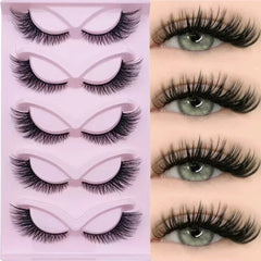 5 Pairs Cat Eye Lashes Long Lashes Cat Eye Look Wispy Lashes Eye End Elongated Strip Thick False Eye
