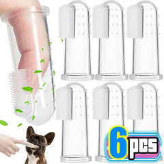 Silicone Soft Pet Finger Cuff Toothbrushes Dog Brush Bad Breath Tartar Teeth Care Tool Cat Cleaning
