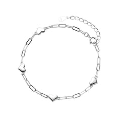 925 Sterling Silver Bracelet | Adjustable Love Heart Charm Jewelry for Women close-up view