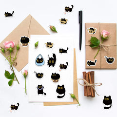 100-500Pcs Cartoon Cat Sticker Roll Set | DIY Decorative Stickers for Party, Phone, Guit detail view