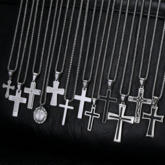 Plain Cross Necklace for Men and Boys | Stainless Steel Silver Tone Religious Jewelry