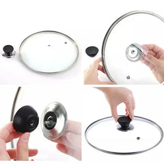 4 Pieces Universal Pot Lid Handle Knob Covers | Black and Silver Cookware Handles close-up view