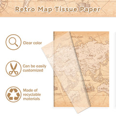 15/35pcs World Map Tissue Paper,Gift Box Wrapping Paper For Birthday Party Decoration, DIY Gift Packing Paper Party Supplies