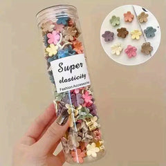 20/30/50 Sets of Mini Hair Clips, Cute Plastic Flower-Shaped Hair Accessories, Pure Co close-up view