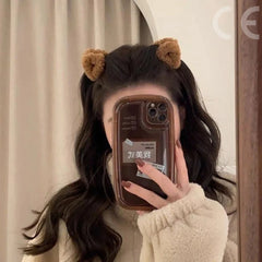 Ears Shape Hair Clips Women Sweet Beige Duck Beak Clip Hairpin Girls Headwear Hair close-up view