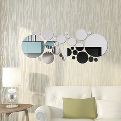 26pcs Round Acrylic Mirror Stickers | Self-Adhesive Wall Decor for Bathroom and Kitchen