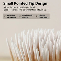 100Pcs Double-Ended Cotton Swabs Fine Pointed Tips for Nail Art Makeup Eyeliner Correcti detail view
