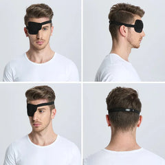 Black Single Eyepatch Blindfold | Adjustable Eye Mask for Sleeping, Amblyopia, and Cos close-up view
