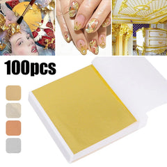 100Pcs Imitation Gold Foil Paper Leaf Sheets for Gilding Funiture Lines Wall Craft Home Decoration W