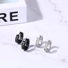 1Pc Norse Viking Runes Hoop Earrings for Men Women Stainless Steel Huggie Hoop Earrings detail view