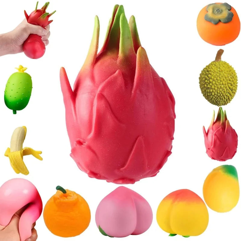 Dragon Fruit/Peach/Orange/Durian/Mango/Banana /Strawberry Squishy, Soft Squeeze Stress Relief Fidget