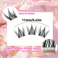 Self-Adhesive Eyelashes | No Glue Needed, C-Curl, Japanese-Korean Beauty Series for E alternate view