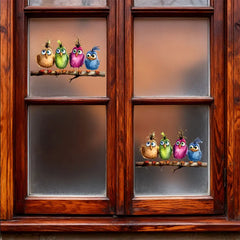 Funny Cartoon Bird Window Stickers | Self-Adhesive PVC Home Decals close-up view