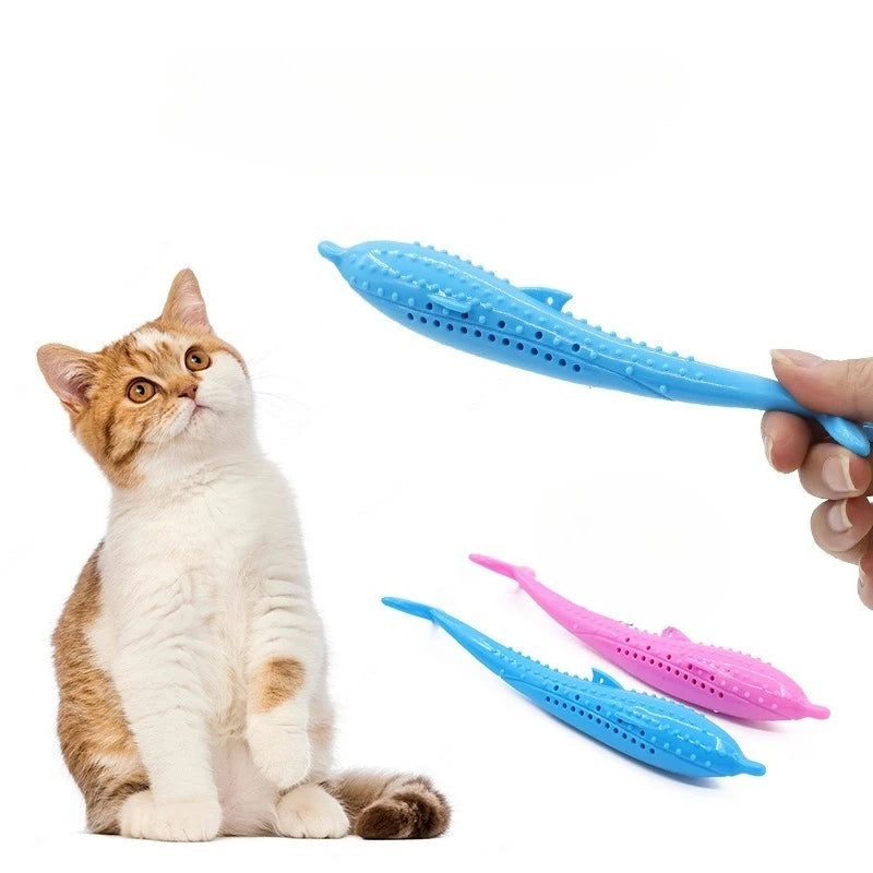Cat Chew Toy Catnip Bite Resistant Simulated Fish Kitten Toy Silicone Teeth Cleaning Interactive Cat