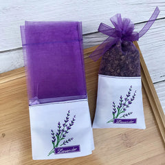 20pcs Lace Linen Sachet Empty Bags | Purple Strap Mesh for Aromatherapy alternate view