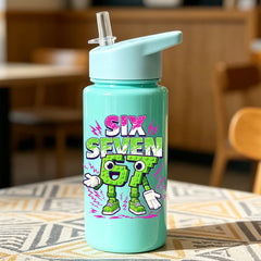 1 Piece 500ml (17 fl oz) 67 Printed Straw Cup, Summer Water Bottle, BPA Free, Portable close-up view
