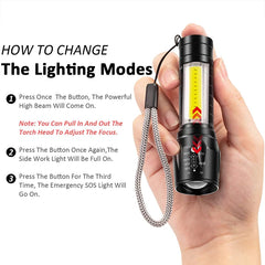Portable Rechargeable Zoom LED Flashlight | Mini Torch for Camping alternate view