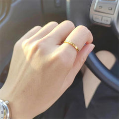 Golden Stainless Steel 2mm Heart Rings Women Size 5/6/7/8/9/10# Thin Finger Ring Wedding detail view