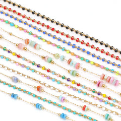 1 Meter Stainless Steel Enamel Beads Chain | DIY Jewelry Making Supplies close-up view