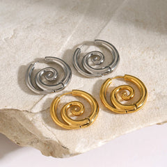 Designer Style Personality Twist Spiral Hoop Earrings Stainless Steel Mosquito Coil S alternate view