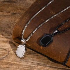 Vnox Initial Geometric Necklaces for Men Women, Stainless Steel Square Rectangle Pendant, A-Z 26 Letters Alphabet Boy Collar