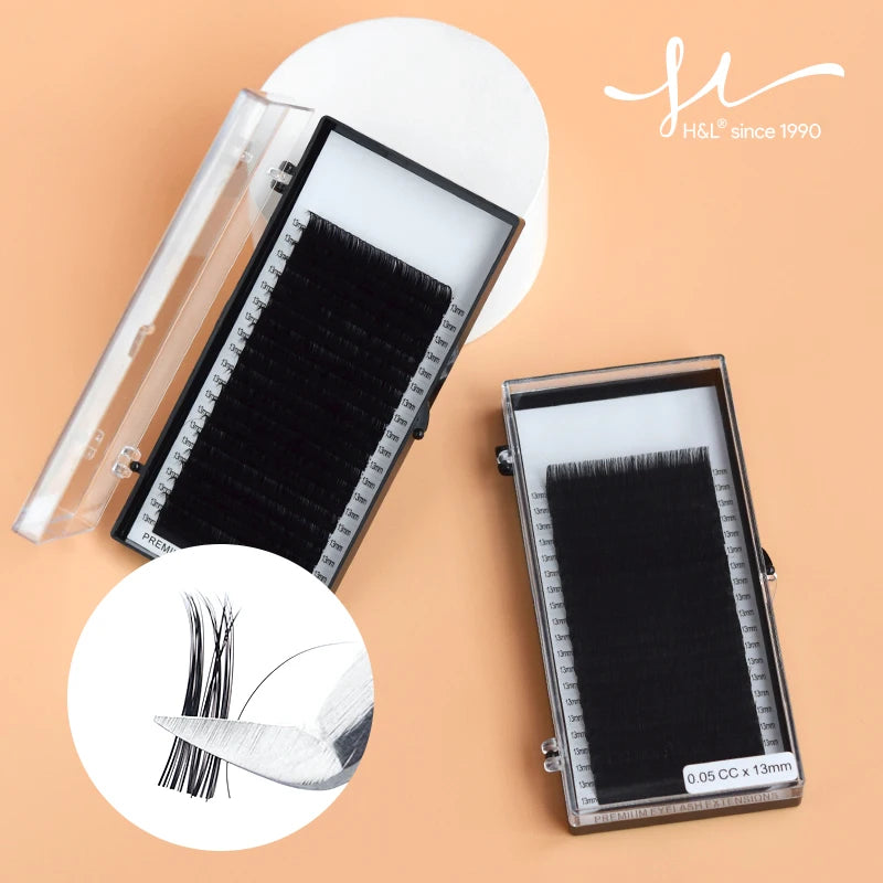 H&L SINCE 1990 20 Rows Premium Silk Eyelash Extensions | Professional Individual Lashes Kit