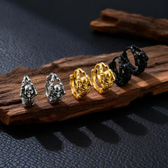 Punk Skeleton Hoop Earrings for Men | Never Fade Metal Huggies detail view