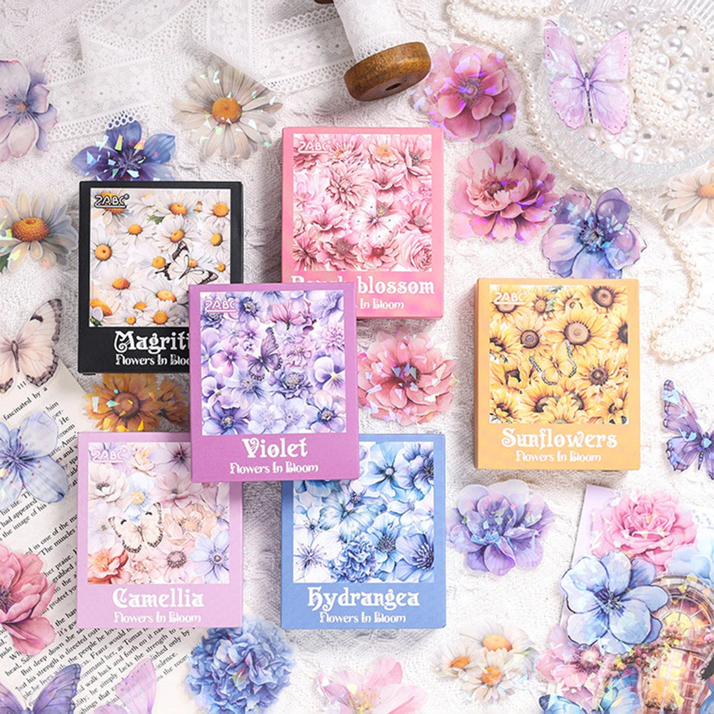 60 Pieces Plant Flower Pattern PET Stickers | Beautifully Decorated Scrapbook Stickers for School Su