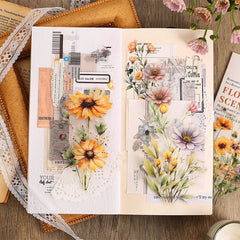20pcs Floral Scent Vintage Flower Stickers | Creative DIY Journal Garden Label Pack detail view