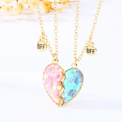 Broken Heart Best Friends Pendant Set | Magnetic Adjustable Lover Necklace for Women alternate view