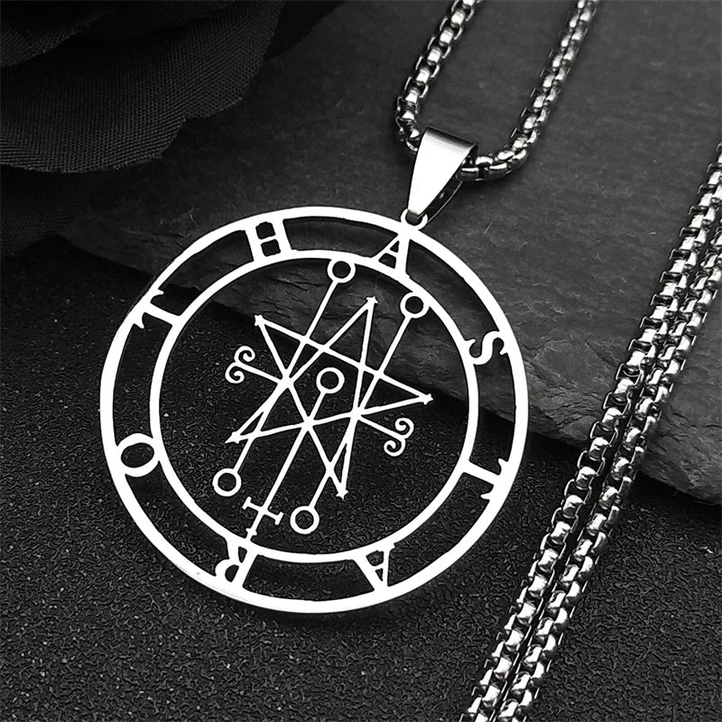 Astaroth Sigil Goetia Stainless Steel Necklace Solomon Demon Seal Satan Sigil satanique patch PIN Je