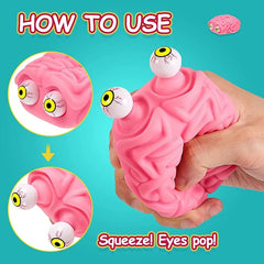 Flippy Brain Squishy Eye Popping Fidget Toy | Stress and Anxiety Relief Squeeze Ball detail view