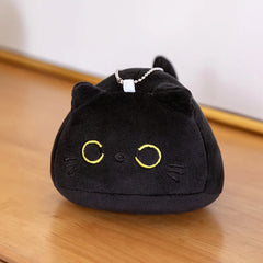 9/15/25CM Small Cuddly Black Cat Plush Doll Cartoon Stuffed Round Ball Cat Plushie Girl' detail view